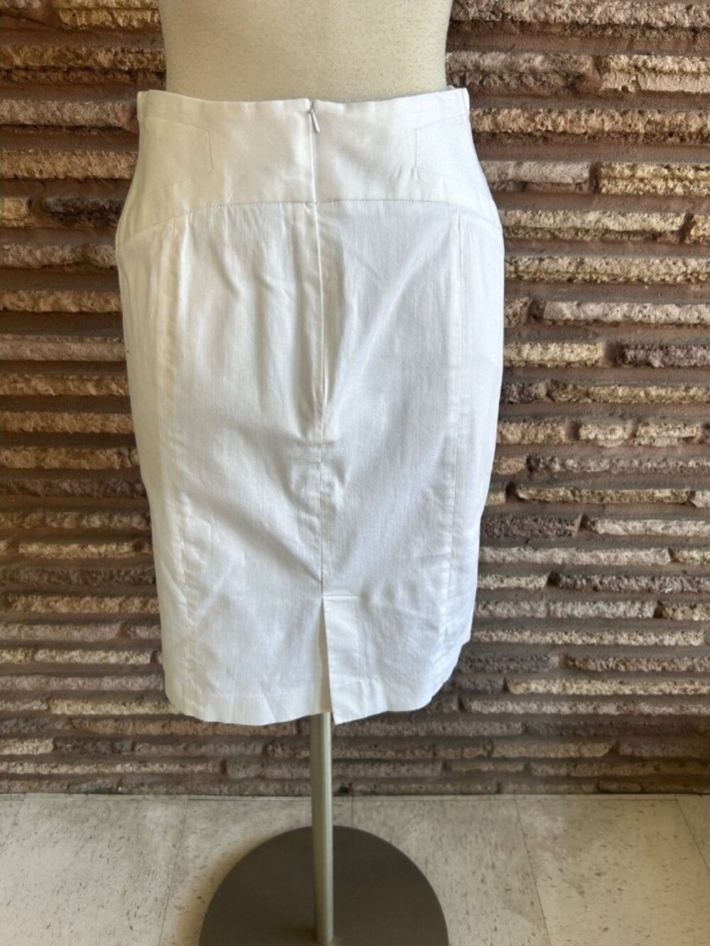 Grace Elements White Pencil Skirt Stretch Cotton Size 8 Petite - Picture 3 of 6